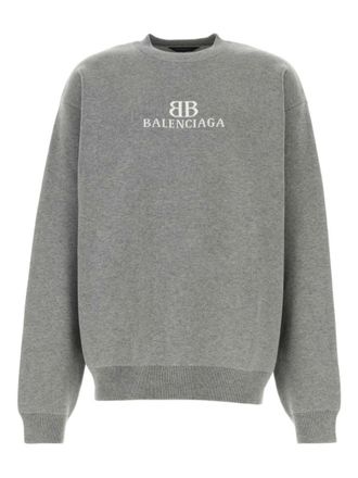 Balenciaga Grey Cotton Sweater With Logo