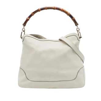 Gucci Vintage, unisex, Wit, ONE Size, Leer, Pre-owned Bamboo Handle Satchel