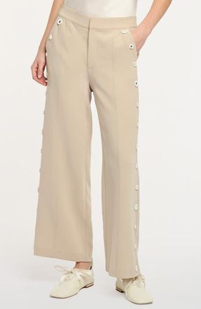 Cinq &agrave; Sept Gilliana Wide Leg Pants in Khaki/Ivory at Nordstrom, Size 12