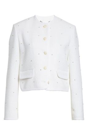 Golden Goose Rhinestone Boxy Boucl&eacute; Jacket in Off-White at Nordstrom, Size 2 Us