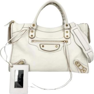 Balenciaga Pre-owned Vintage Shoulder Bag - Dames - Vintage Handtas - Wit - ONE Size - Leer - Vintage