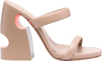 Off-white Off White Leren muiltjes met hoge blokhak voor dames (Beige/Oranje)