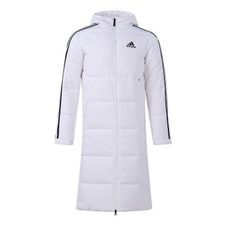 adidas 3ST Long Coat Outdoor Sports Hooded Stay Warm Down Jacket White H20762