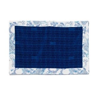 Etro Home, unisex, Blauw, ONE Size, Katoen, Velvet Floral-Print Wraparound Handdoek
