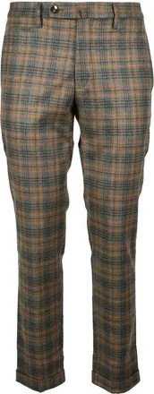 Michael Coal Tailored Plaid Trousers In Wool Blend With Refined Detailing