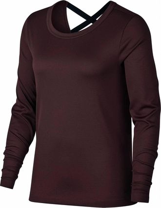 Nike Womens Dry V Back Training Top In Burgundy Crush/black
