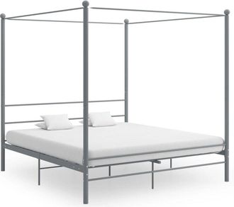 vidaXL Letto a Baldacchino Grigio in Metallo 180x200 cm - Vidaxl