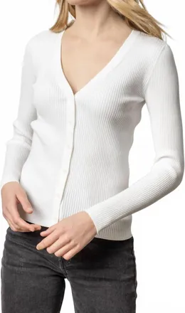 Lilla P Ribbed Cardigan Sweater In White
