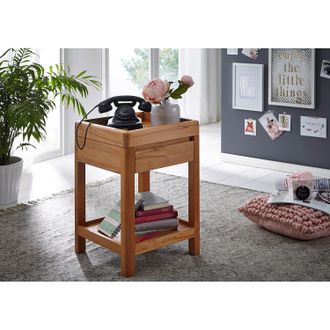 Ars Natura home24 Ars Natura Beistelltisch Anamur II Massivholz Kernbuche 40x60x40 cm (BxHxT)