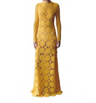 Escvdo Siula Crochet Maxi Dress In Yellow