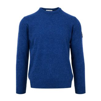 Roy Rogers Blauwe Trui van Wol en Kasjmier met Denim Patch - Heren - Truien - Blauw - Maat: XL Wol