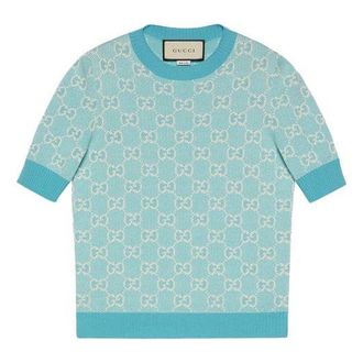 Gucci (WMNS) Gucci GG Cotton Wool Piquet Top Light Blue 629456-XKBHQ-4692