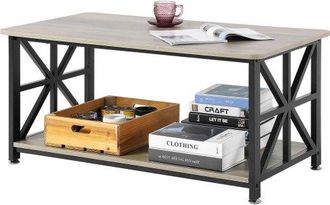 OEM Mesa De Centro R&uacute;stica De 1000 X 500 X 465 Mm, Mesa De Centro Rectangular Con Compartimento De Almacenamiento Abierto Mesa De Madera Para Sala De Esta