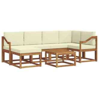 vidaXL Conjunto De Sof&aacute;s De Exterior Con Coj&iacute;n 7 Pcs Natural Y Crema Vidaxl
