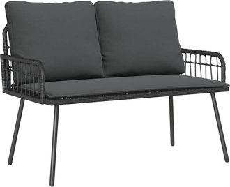 vidaXL Vidaxl - Panchina Da Giardino Con Cuscino Grigio 114 X 64 X 78cm Metallo