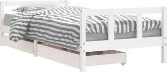 vidaXL Estructura Cama Ni&ntilde;os Con Cajones Madera Pino Blanco 90x200 Cm Vidaxl