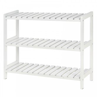 HOMCOM MDF 3-Tier Slatted Shoe Rack White - Home Living | TJ Hughes