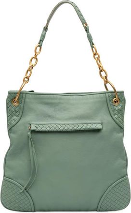 Bottega Veneta Pre-owned Bottega Veneta Intrecciato Trimmed Leather Shoulder Bag Ladies 142469 V3050 4401