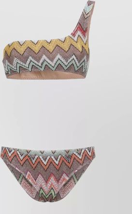 Missoni one shoulder bikini high cut textured