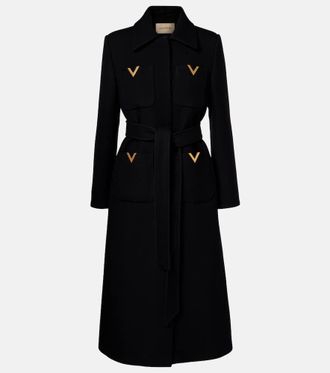 Valentino VGold belted wool and silk coat