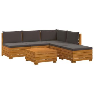 vidaXL Conjunto De Sof&aacute;s De Exterior Con Coj&iacute;n 6 Pieza Marr&oacute;n Vidaxl