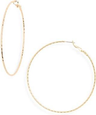 Nordstrom Rack Textured Wire Hoop Earrings in Gold at Nordstrom Rack