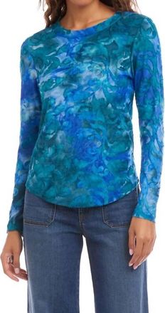 Karen Kane Leni Tie Dye Burnout Top In Blue Multi