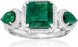 Ross-Simons Emerald Ring in Sterling Silver