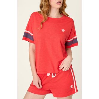 PJ Salvage Star Spangled Summer Cotton & Modal Pajama T-Shirt Top in True Scarlet at Nordstrom, Size X-Small