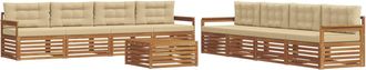 vidaXL Conjunto De Sof&aacute;s De Exterior 9 Uds. Natural Y Beige Vidaxl