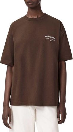 AllSaints Underground Etta Cotton Graphic T-Shirt in Bottle Brown at Nordstrom, Size X-Small