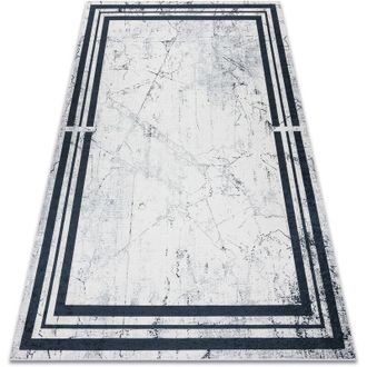 RugsX Rugsx - Alfombra Lavable Andre 1023 Marco M&aacute;rmol Antideslizante - Negro / Blanco White 160x220 Cm