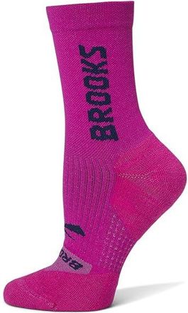 Brooks Ghost Crew Sock No Show Socks Shoes Magenta/Br Crew : LG (US Mens Shoe 9-11.5 - Womens Shoe 10-12.5), Nylon/Spandex