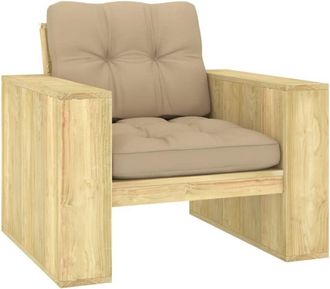 vidaXL Silla De Jard&iacute;n Y Cojines Beige Madera Pino Impregnada Vidaxl