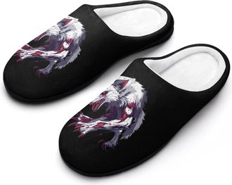 Generic Werewolf Cotton Slippers for Women Memory Foam Comfy House Shoes with Anti-Skid Rubber Sole