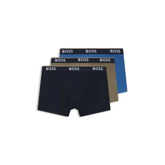 BOSS Three-pack of cotton trunks with logo waistband