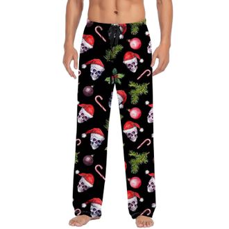 Generic OUMSHBI Christmas Red Hat Print Pyjama Bottoms For Men Drawstring Elasticated Waist Nightwear Sleepwear Lounge Pj Trousers Homewear With Pockets Breat