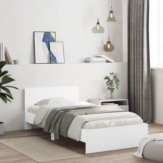 Berkfield Home Durable Bed Frame without Mattress with LED Lights White 100x200 cm