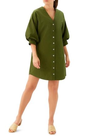 Karen Kane Button-Up Cotton Shirtdress in Olive at Nordstrom, Size X-Small