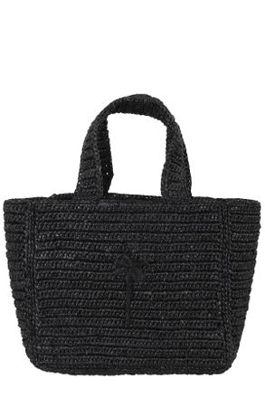 Maneb&igrave; Black Zuma Small Woven Raffia Tote Bag