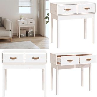 vidaXL Tavolo Consolle Bianco 76,5x40x75 cm in Legno Massello di Pino - Tavolo da ingresso - Tavolo da salotto
