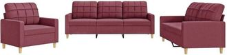 vidaXL Vidaxl - Set di Divani 3 pz con Cuscini Rosso Vino in Tessuto