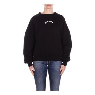 Palm Angels Sweatshirt met Logo Voor- en Achterkant - Dames - Sweatshirts - Zwart - 2XL - Katoen - Hoodies & sweatvesten