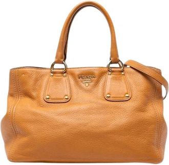 Prada Pre-owned Handbags, female, Brown, Size: ONE SIZE Pre-owned Vintage Leather Handbag