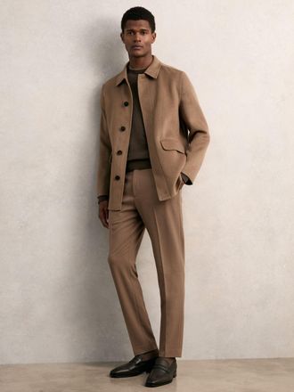 Reiss Brown Wool Blend Double Face Button Jacket, Xxl