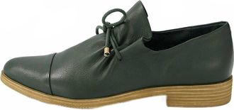 Django & Juliette Womens Kotty Leather Flat Shoes In Olive Leather