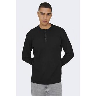 Only & Sons longsleeve met textuur zwart