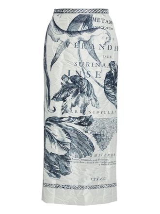 Erdem floral-print midi skirt - White