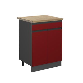 Vicco Mueble Bajo De Cocina R-line, Rojo, 60 Cm, Et Roble