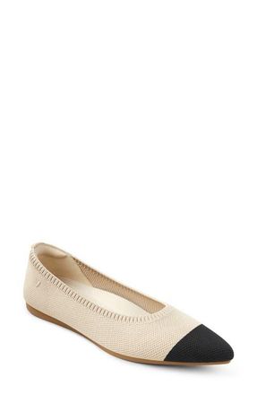 Vivaia Pointed-Toe Ballet Flats in Almond/black Tip at Nordstrom, Size 8.5